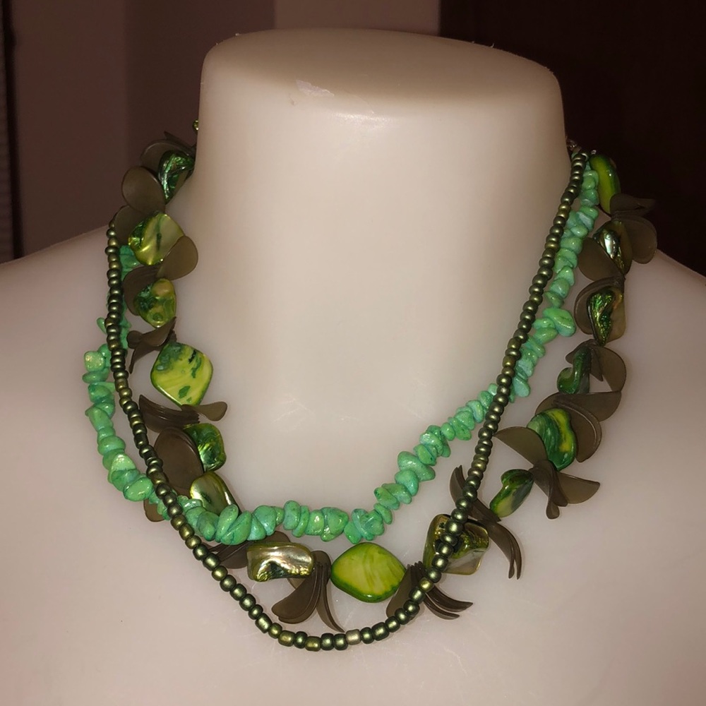 Shades of green necklace with matching earrings
